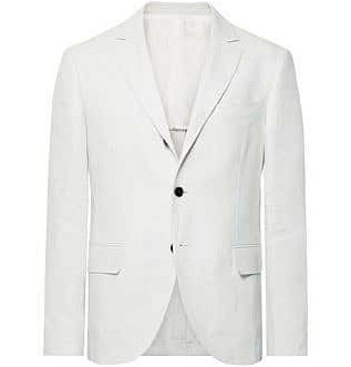 Белый приталенный льняной пиджак