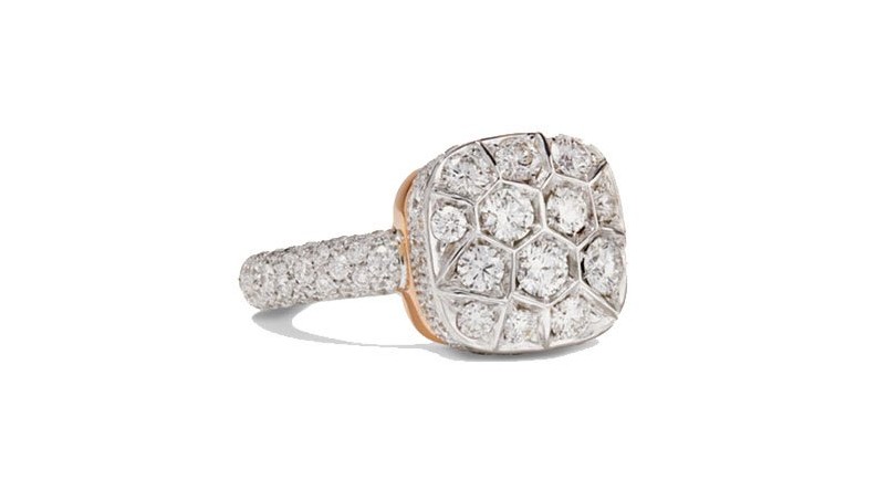 Кольцо Nudo из розового и белого золота с бриллиантом 18 карат
