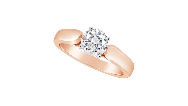 Помолвочное кольцо-пасьянс с круглым бриллиантом 14k