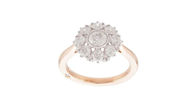 Кольцо с цветочным бриллиантом из розового золота 18 карат