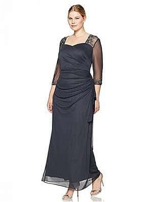 Женское длинное платье больших размеров с вырезом из бисера Alex Eveningings