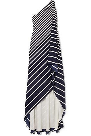 Асимметричное платье из крепа в полоску Halston Heritage