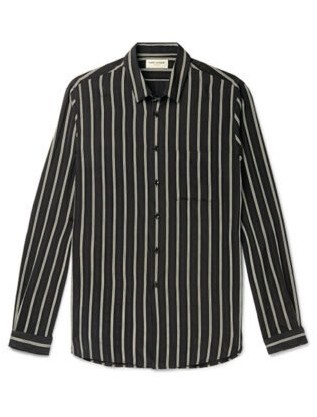 Рубашка в полоску из смесовой шелковой вуали Saint Laurent