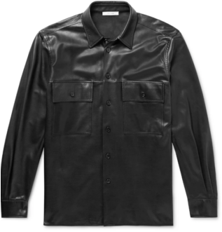Черная кожаная куртка-рубашка Johnny