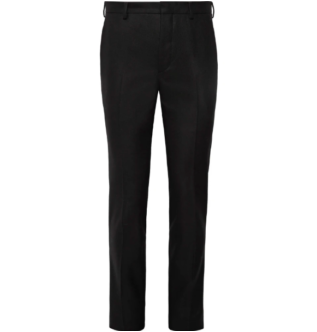 Черные черные приталенные шерстяные фланелевые костюмные брюки | Prada | Мистер портер
