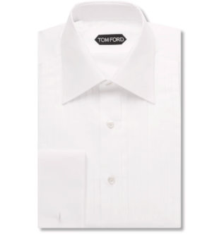 Белая белая приталенная рубашка из хлопка со складками и складками | Том Форд | Мистер портер