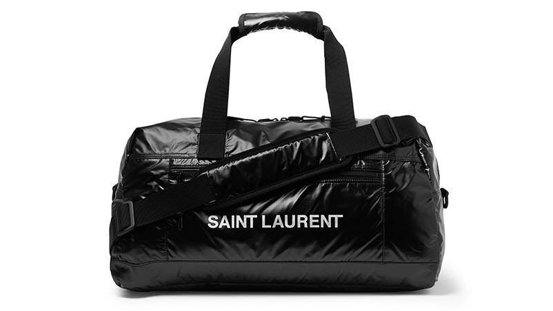 Глянцевая нейлоновая спортивная сумка с логотипом Saint Laurent