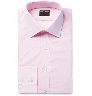 Розовая приталенная хлопковая рубашка