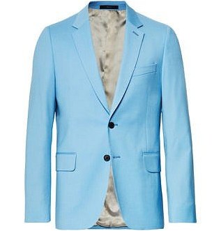 Голубой костюм для путешествий в приталенном шерстяном пиджаке Soho