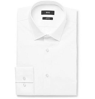 Белая приталенная хлопковая рубашка Jenno