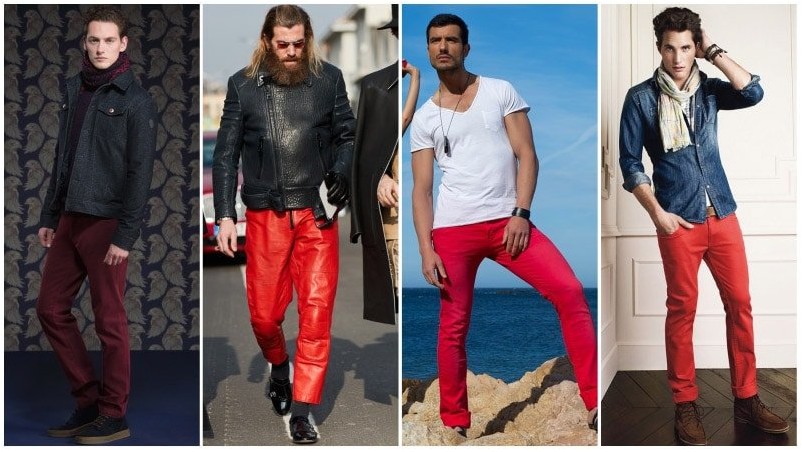 Повседневные наряды с красными брюками