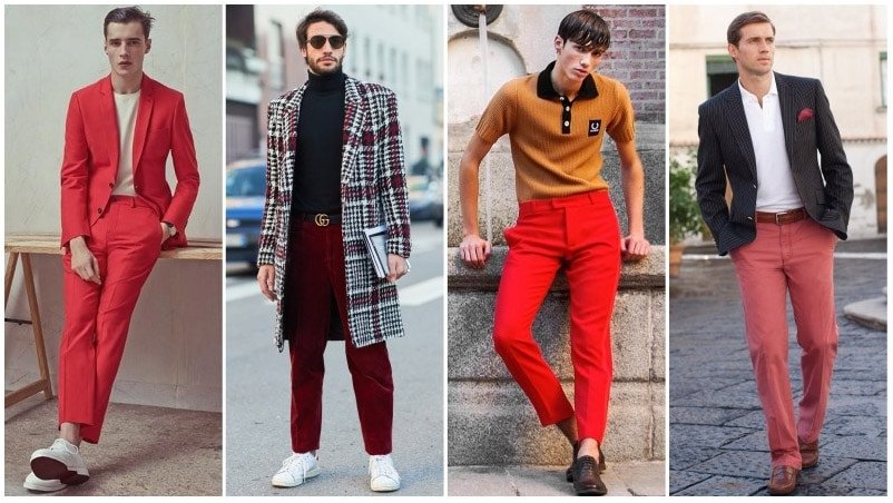 Элегантные повседневные наряды с красными брюками