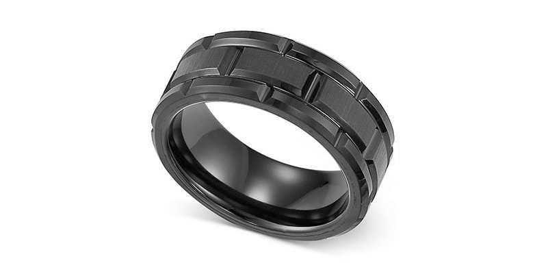 Мужское кольцо с черным вольфрамом Triton