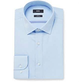 Синяя приталенная рубашка Jerris из хлопкового поплина