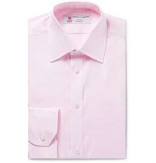 Розовая приталенная рубашка из хлопка с рисунком в елочку
