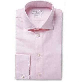Розовая приталенная рубашка из смесового хлопка и льна