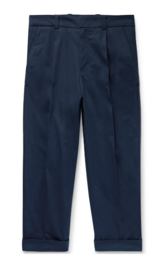 Navy Pierre Укороченные зауженные брюки из эластичного хлопка со складками | Acne Studios | Мистер портер