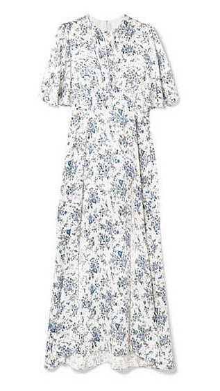 Платье макси из шелкового атласа с цветочным принтом