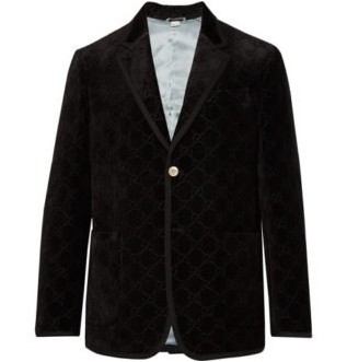 Черный бархатный пиджак с вышивкой Grosgrain