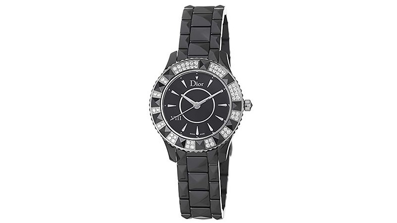 Christian Dior Женские Cd1231e1c001 Black Eight Аналоговый дисплей Швейцарские кварцевые черные часы