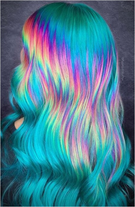Голографические волосы радуги
