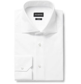 Рубашка из хлопкового поплина белого цвета с вырезом воротником Trofeo