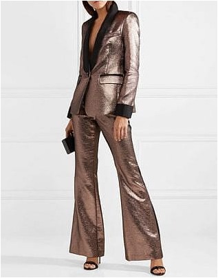 Расклешенные брюки из жаккарда с металлической отделкой Rachel Zoe Bruno Grosgrain