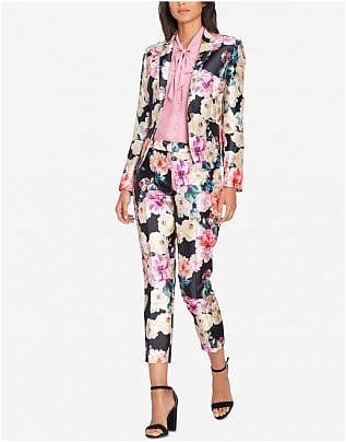 Атласный пиджак с цветочным принтом и атласным цветочным принтом Tahari Asl & amp; Атласные брюки