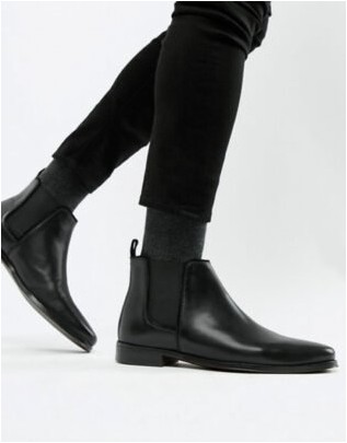 Черные кожаные ботинки челси с черной подошвой Asos Design