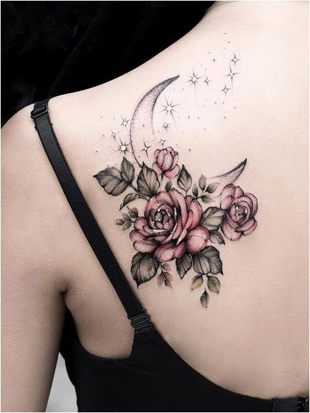 Татуировка Луна и роза