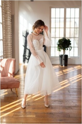 Скромное свадебное платье, свадебное платье 50-х годов, тюлевое платье до пола, платье для приемов или коктейльной вечеринки