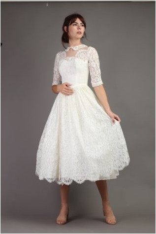 50-е годы Питер Пэн + иллюзионное кружевное чайное платье Xs: белое прозрачное платье-кукла с зубчатым вырезом для свадьбы