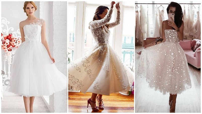 Свадебное платье из бисера до щиколотки