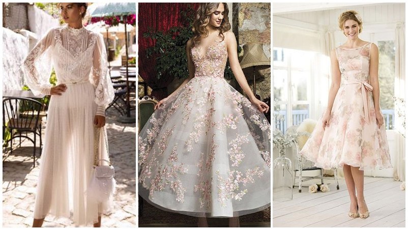 Цветочное свадебное платье до щиколотки
