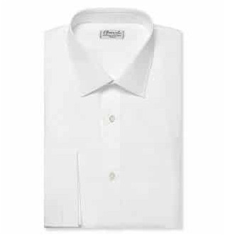 Белая хлопковая рубашка с двумя манжетами