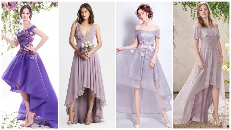 Фиолетовое свадебное платье High Low