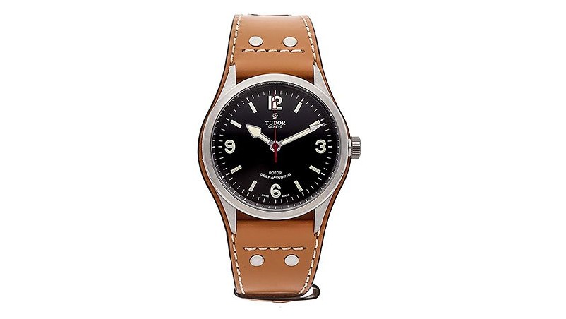 Мужские часы Tudor Heritage Ranger с черным циферблатом и коричневой кожей с черным циферблатом 79910 Bundlth
