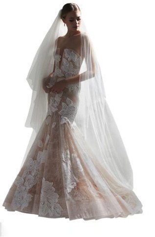 Кружевное свадебное платье без бретелек Sirena