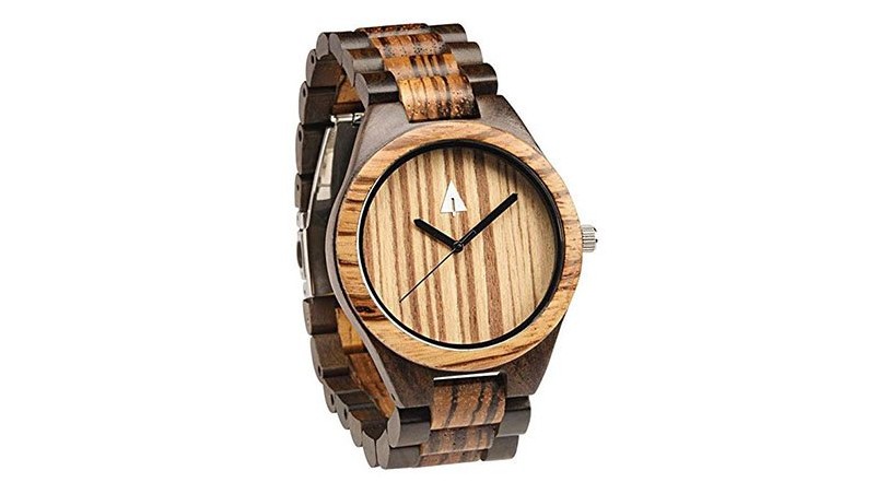 Мужские деревянные часы Treehut из зебрано и черного дерева с деревянным ремешком Quartz Ana