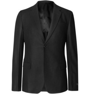 Черный приталенный пиджак из неструктурированной шерсти из фланели