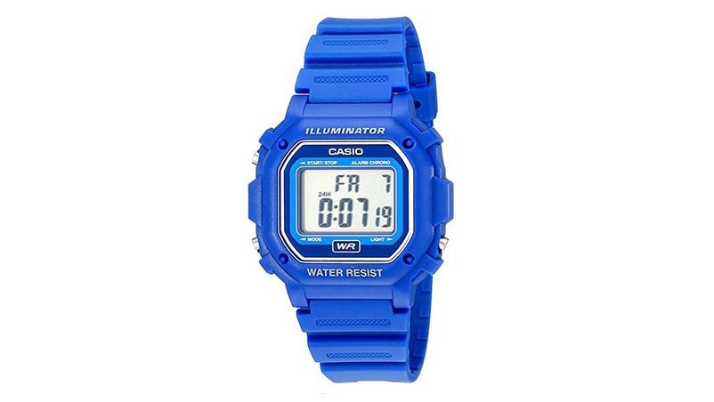 Часы Casio F108wh с водонепроницаемым цифровым ремешком из синей пластмассы