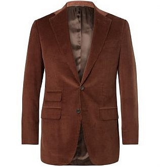Приталенный пиджак из вельвета из смеси хлопка и кашемира