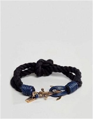 Темно-синий браслет из шнура с застежкой-якорем Icon Brand