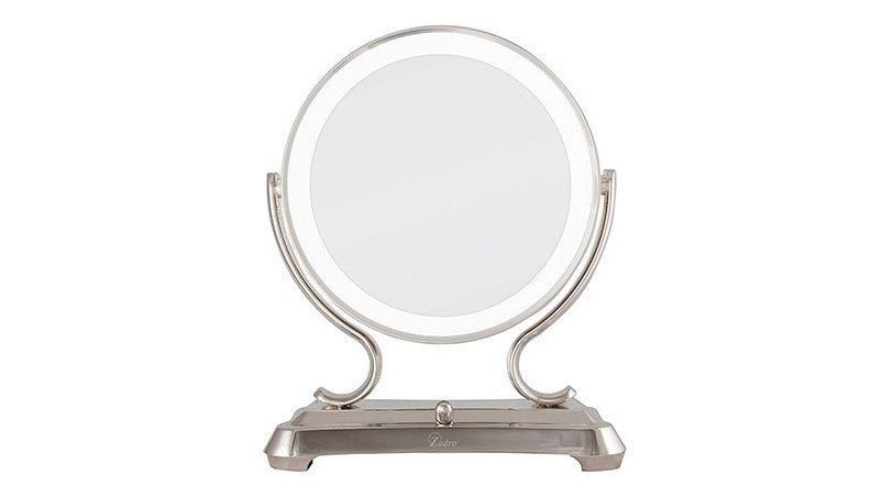 Двухстороннее косметическое зеркало Glamour с подсветкой из полированного никеля Zadro