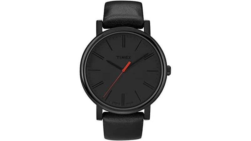 Мужские часы Timex Easy Reader с черным кожаным ремешком T2N794