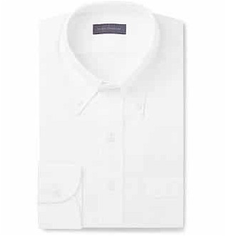 Белая приталенная хлопковая рубашка с воротником на пуговицах