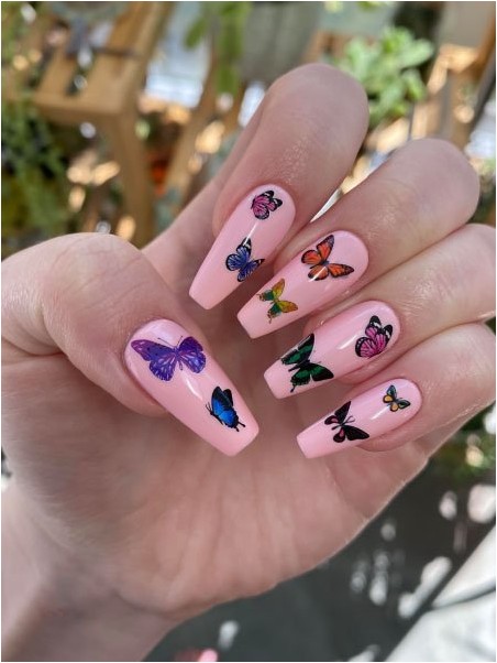 Ногти Бабочки Разного Цвета