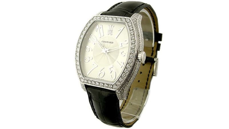 Chopard Серебряный циферблат Мужские часы из белого золота 18 карат с бриллиантами