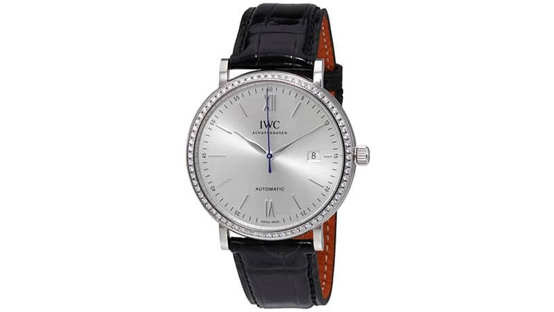 Автоматические мужские часы IWC Portofino с серебряным циферблатом и бриллиантами