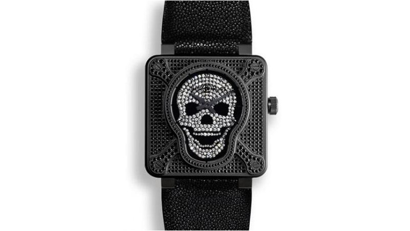 Белл и Росс Бриллиантовый циферблат черные титановые автоматические мужские часы